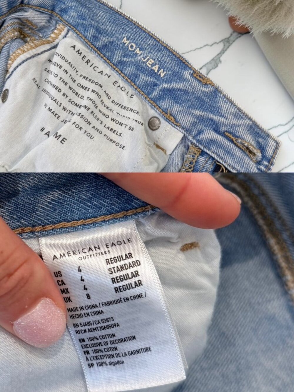 American Eagle Distressed Mom Jeans Women's Size 4 Raw Hem - Picture 3 of 11
